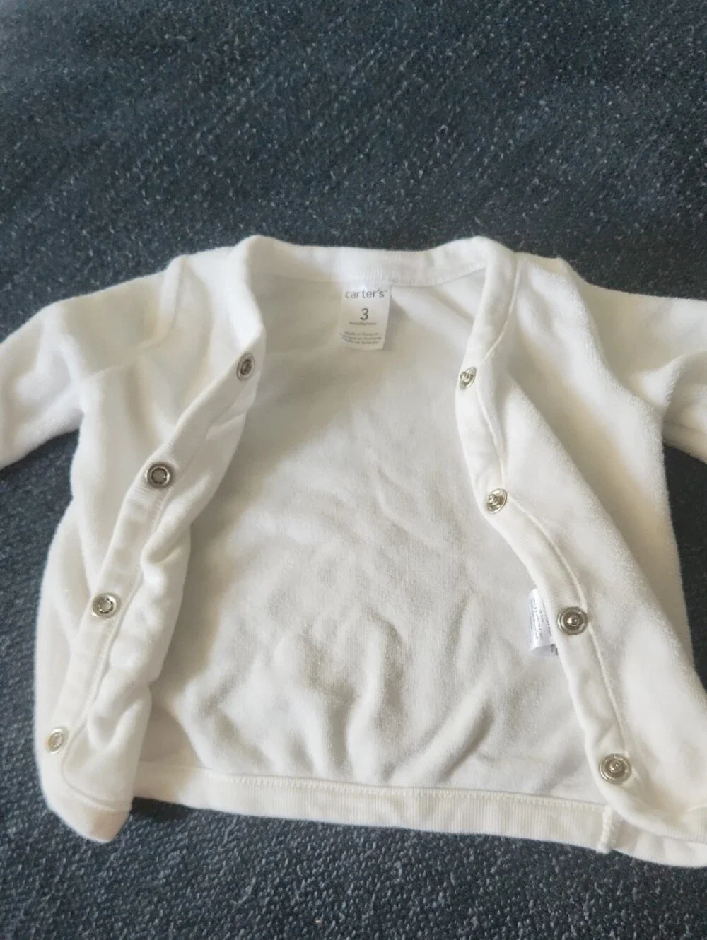Carter's White Terrycloth Baby Snap-Front Long Sleeve Shirt